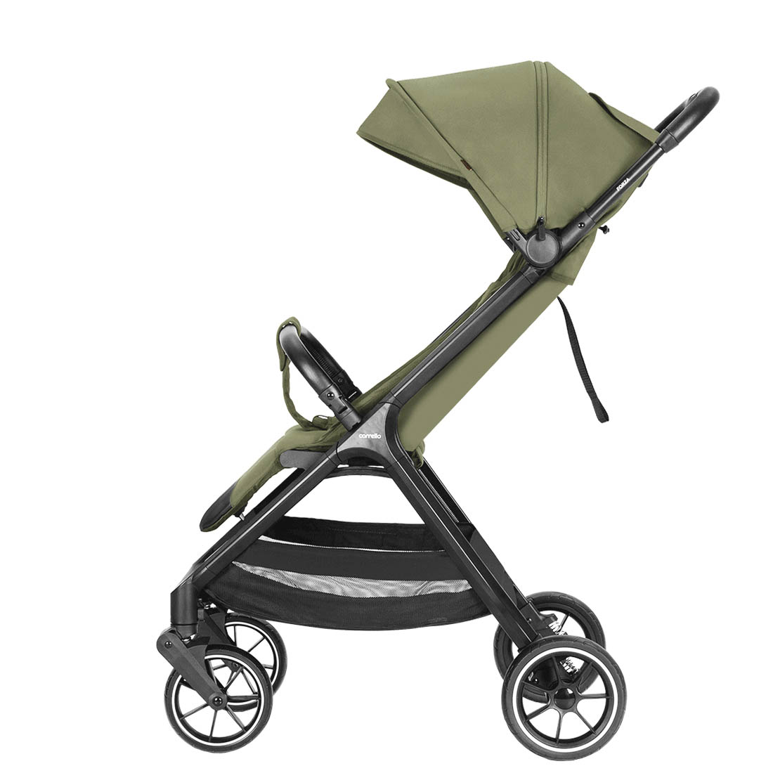 Прогулочная коляска Forza 2025 ANIM Коляска складывается автоматически и сохраняет вертикальное положение, не касаясь текстилем поверхности, на которой стоит.
