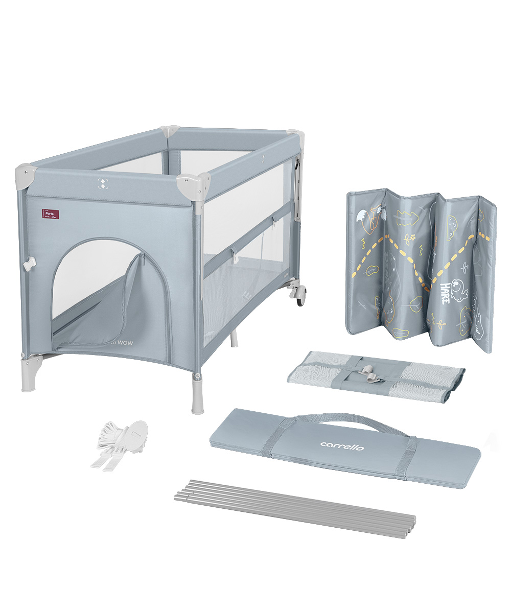 Приставная кровать-манеж Porta 2025 Carrello Porta имеет дополнительный съёмный ярус, позволяющий использовать прямоугольный манеж  как лёгкую и мобильную альтернативу детской кроватке.  